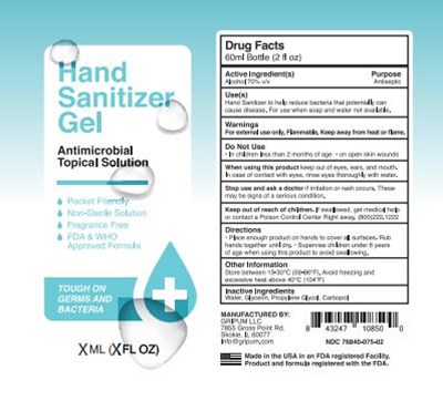 Gripum Hand Sanitizer Gel Label (Gripum Hand Sanitizer Gel Label)